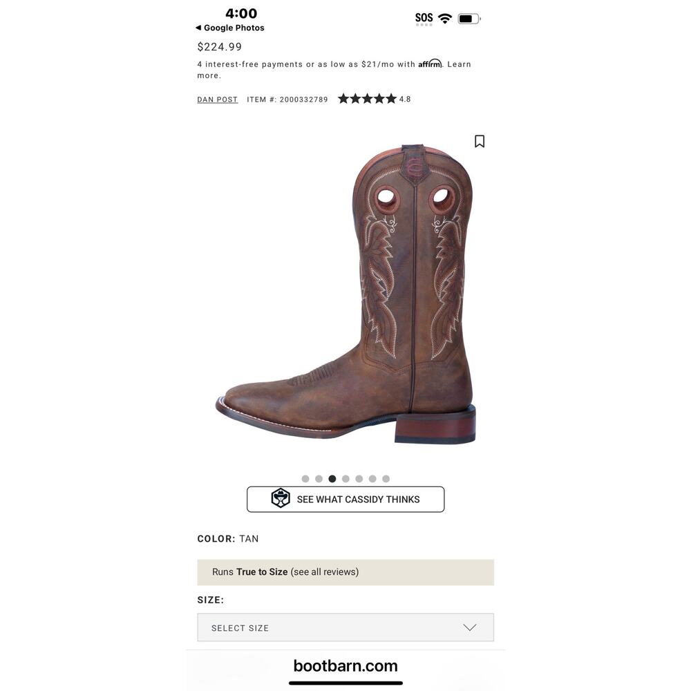 Dan Post Men's Abram Western Performance Boots Broad Square Toe Size 11W NWB - Picture 4 of 16